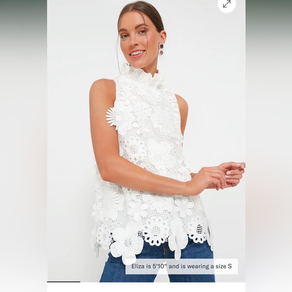 NWT Tuckernuck white Guipure Lace Mason Top - Picture 2 of 7